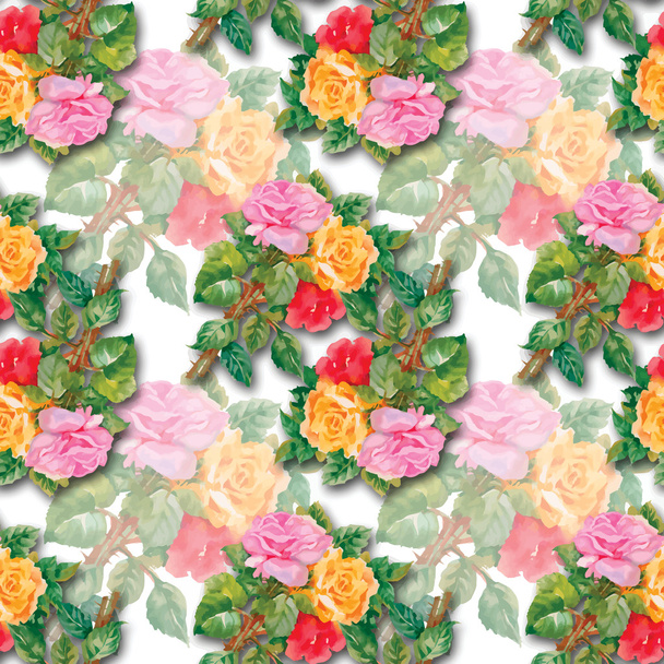 Watercolor seamless pattern with roses - Vektor, obrázek
