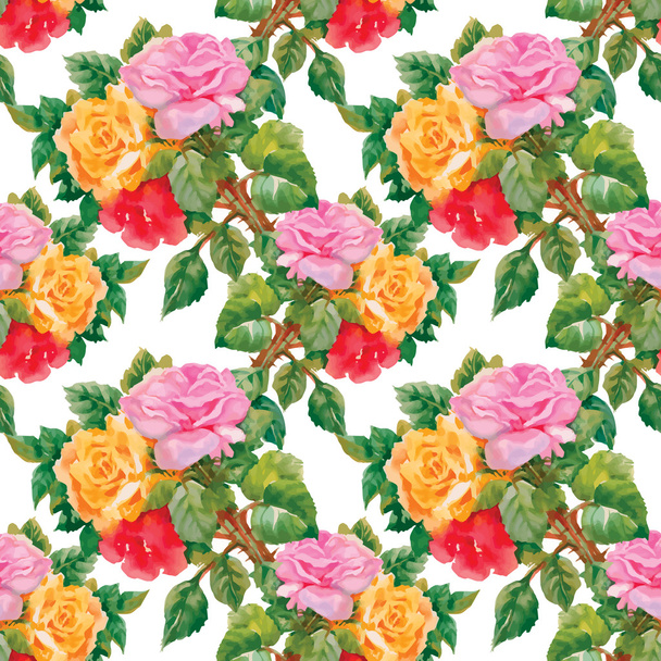 Watercolor seamless pattern with roses - ベクター画像