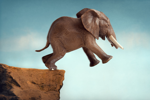 leap of faith concept elephant jumping into a void - Photo, Image