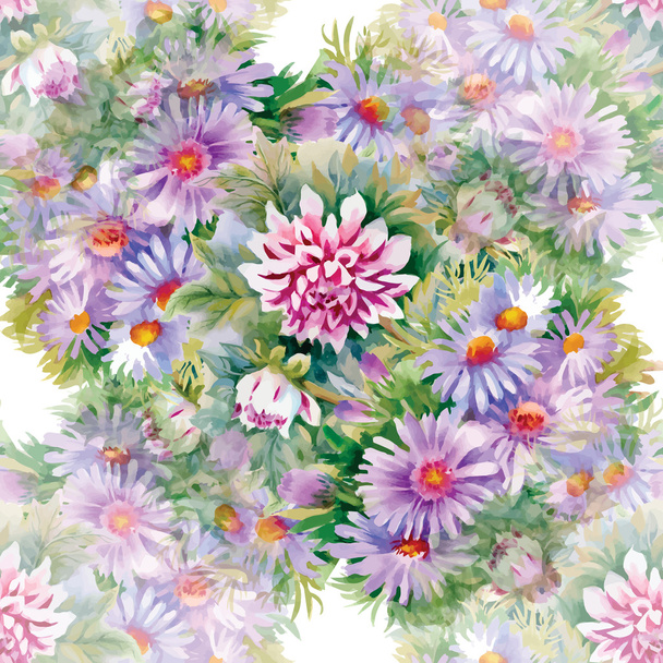 Beautiful garden flowers pattern - Vector, Image