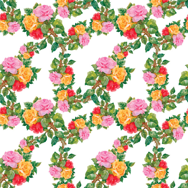 Watercolor seamless pattern with roses - Vector, afbeelding
