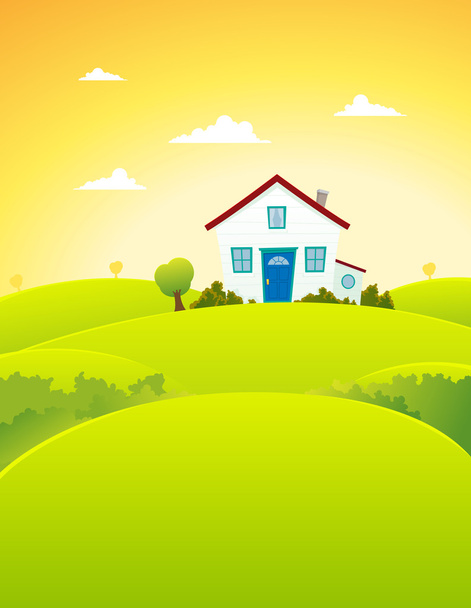 House In The Fields - Vector, Image
