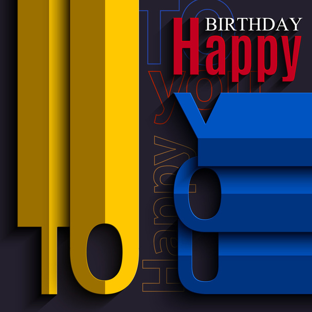 Birthday card with wishes text in the style of flat folded paper. - Vector, Image