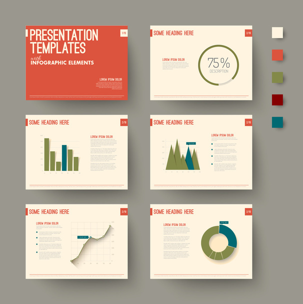 presentation slides with graphs and charts - Vector, Image