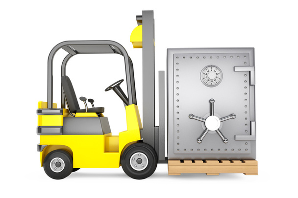 Forklift truck with Metal Safe - Photo, Image