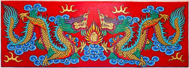 Art Chinese style painting two dragon - Photo, Image