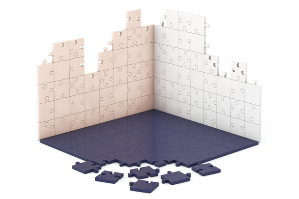 Mehrfarbiges Puzzle Wand- und Bodenkonstruktion - Foto, Bild