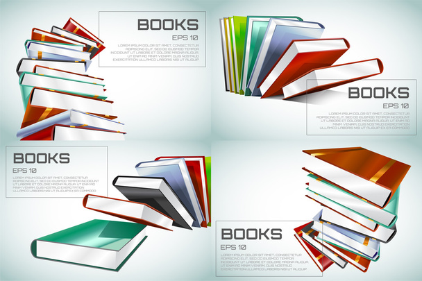 Book 3d vector illustration isolated on white. Back to school. Education, university, college symbol or knowledge, books stack, publish, page paper. Design element. - Διάνυσμα, εικόνα