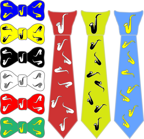 banden en de bow tie voor saxofoon - Vector, afbeelding