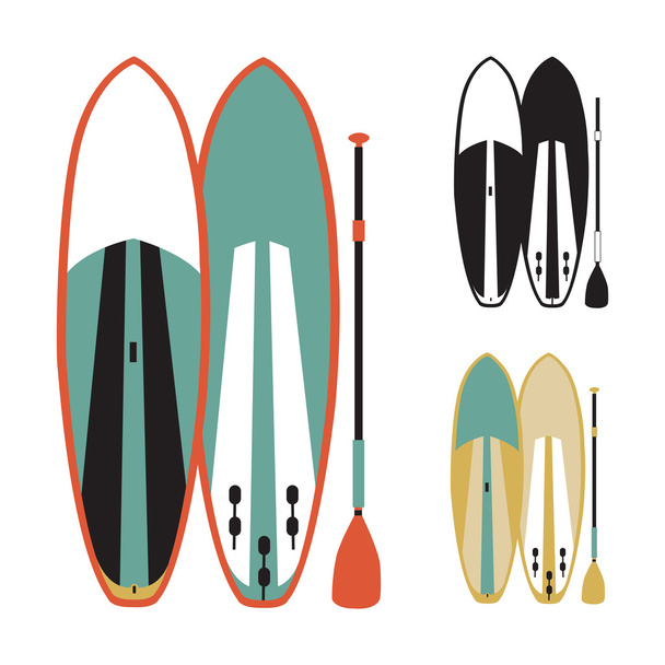 Vektor-Illustration von Stand Up Paddle Boards  - Vektor, Bild