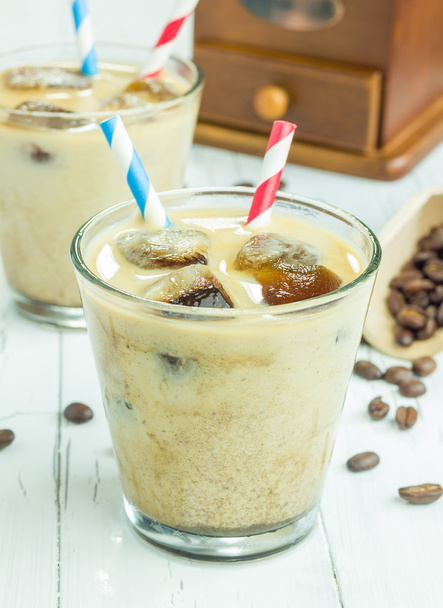 Coffee ice cubes with milk - Foto, afbeelding