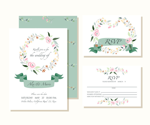 Wedding design template. Floral decoration style vector illustra - Vector, Image