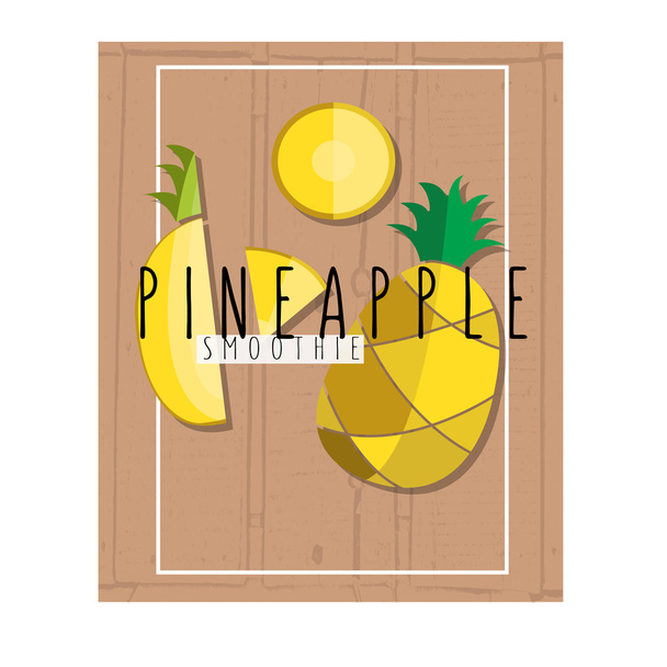 vector colorful illustration of pineapple slices in flat design  - Vector, Image