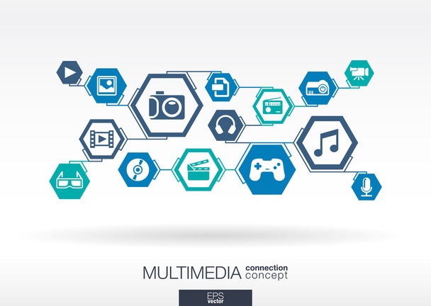 Multimedia network illustration - Wektor, obraz