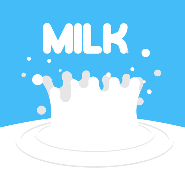 Splash of fresh white milk on a blue background. Vector illustra - Вектор, зображення