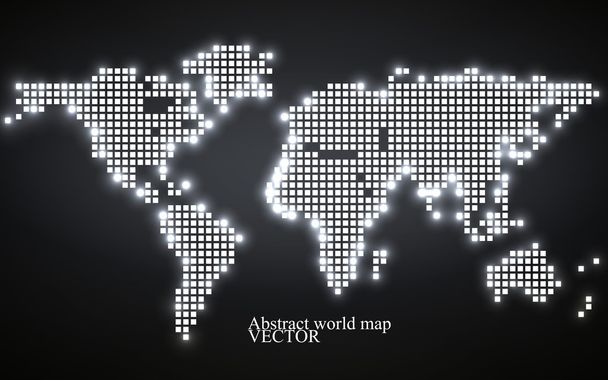 Абстрактная карта мира. Технологический стиль со светящимся эффектом. Цветной пиксельный фон. Векторная иллюстрация. Eps 10
 - Вектор,изображение