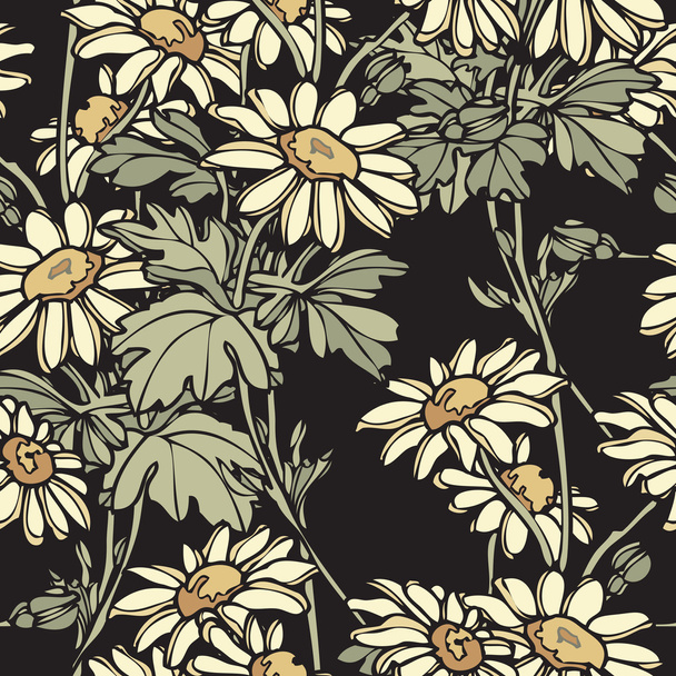 summer chamomile flowers pattern - Vettoriali, immagini