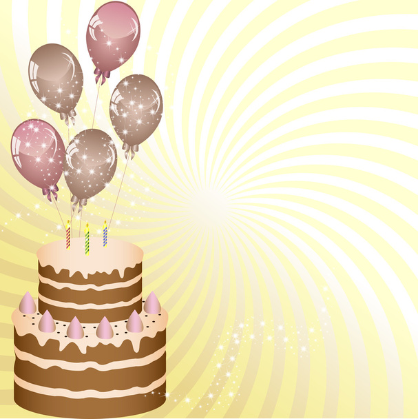 шматочок день народження торт з повітряними кулями
 - Вектор, зображення