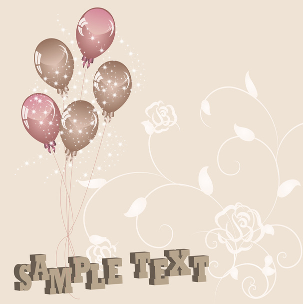 Slice Of Birthday Cake With Balloons - Vector, Image