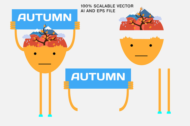 Carácter, otoño, plano, diseño
 - Vector, Imagen