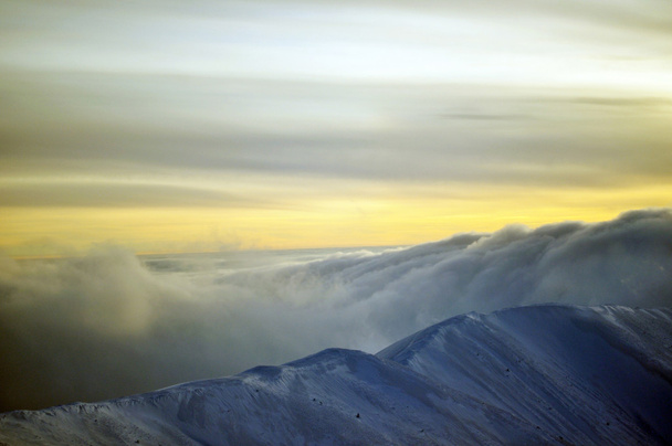 山のリッジのフラグメント。冬。カルパティア山脈 - 写真・画像