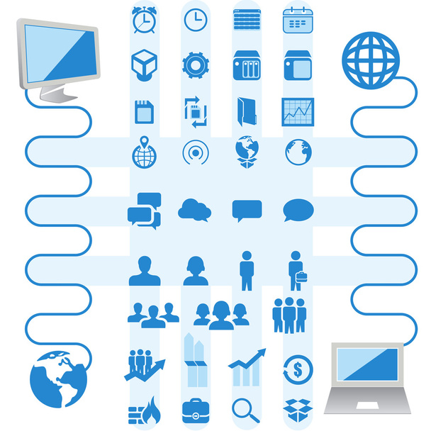 Icons and infographics business and computer - Vector, Image