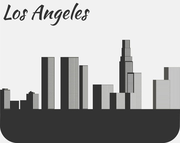 ロサンゼルス市のシルエット。都市の眺め。風景です。黒と白の概要 - ベクター画像