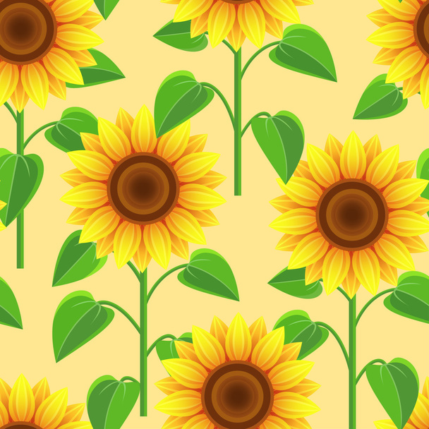 Seamless pattern with flowers sunflowers - Vector, afbeelding