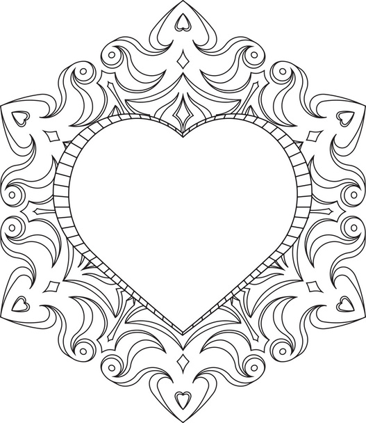 Circle lace ornament with heart - Wektor, obraz