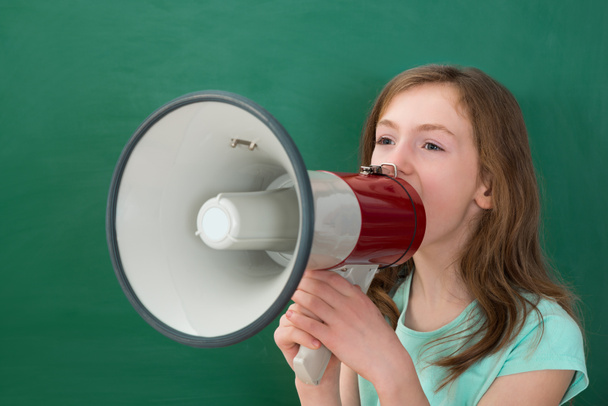 Girl Announcing On Megaphone - Photo, Image
