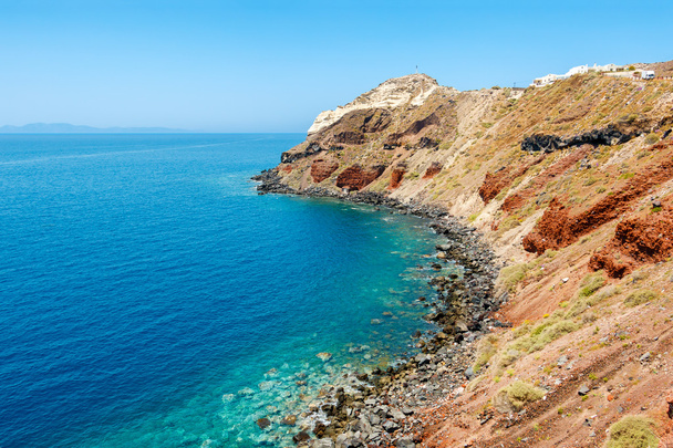 Colorful rocky shore on Santorini island, Greece - Foto, Imagem