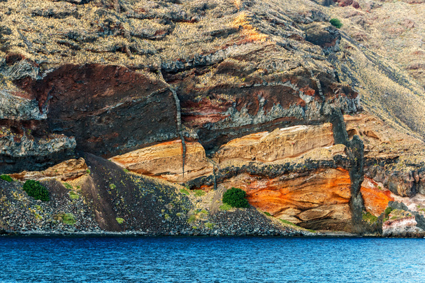 Colorful layers of caldera's inner wall, Santorini - Фото, изображение