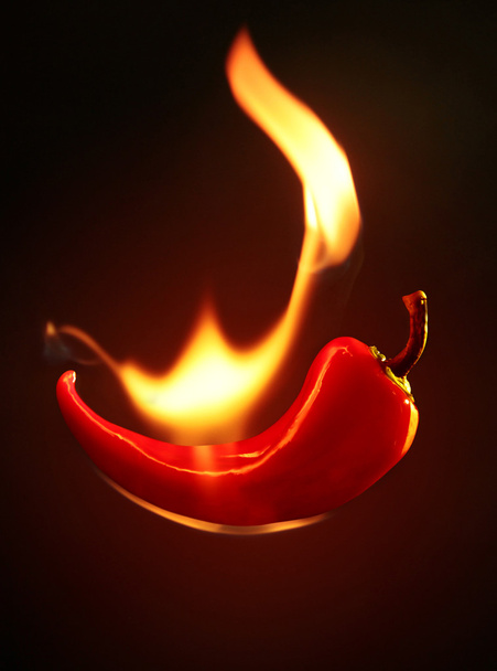 Chili On Fire - conceptuele fotografie - Foto, afbeelding