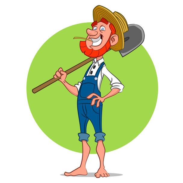farmer with shovel. - Vector, Imagen