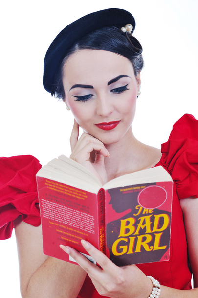 Beautiful young woman read book - Foto, imagen