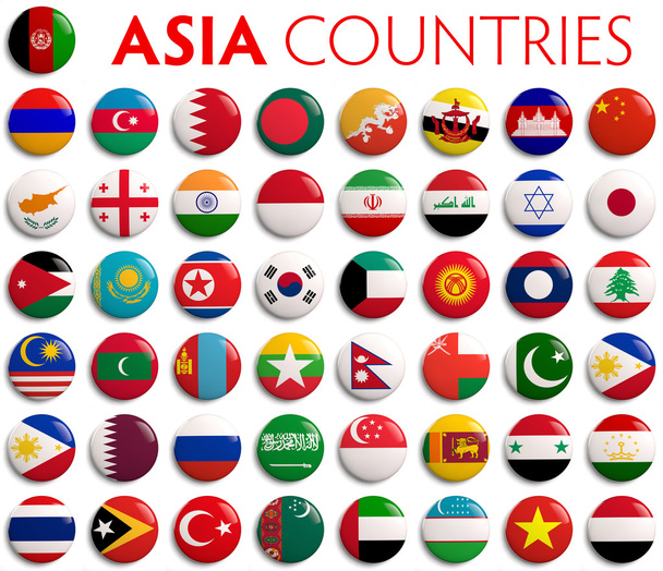 Asia country flags - Photo, Image