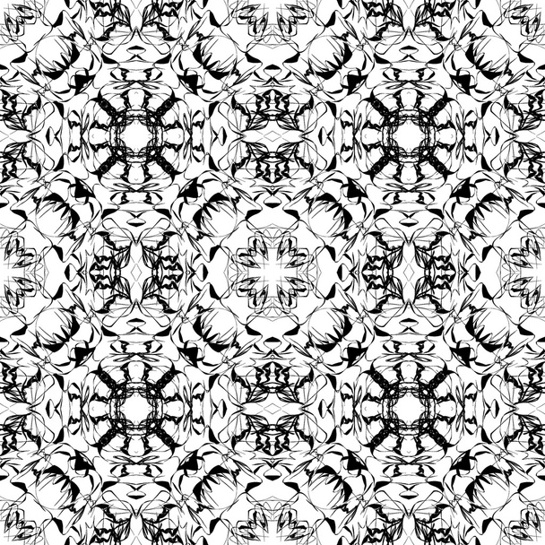 Abstract curled seamless black and white pattern - Vector, imagen