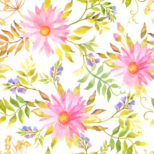 Seamless watercolor floral pattern - Vector, afbeelding
