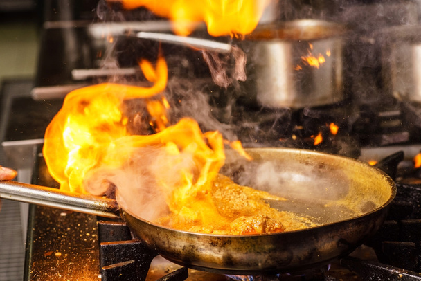 Steaming food in frying pan - Fotó, kép