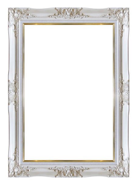 Frame wit en goud koper vintage geïsoleerde achtergrond. - Foto, afbeelding