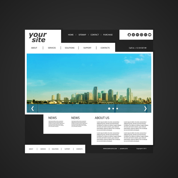 Website Template with Unique Design - Miami Skyline - Διάνυσμα, εικόνα