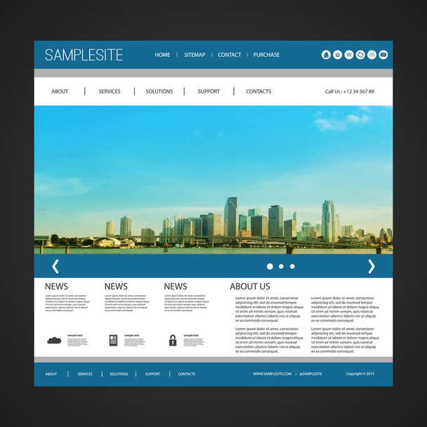 Website Template with Unique Design - Miami Skyline - Vektor, kép