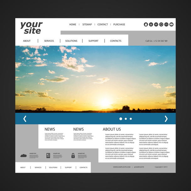 Unique Website Design Template for Your Business with Sunset Photo Background - Vektor, Bild