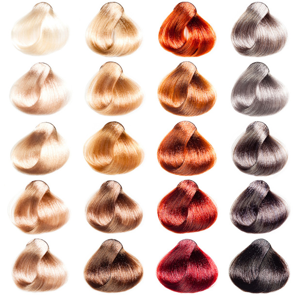 Hair Palette samples of different colors. Tints set for beauty industry. - Photo, Image