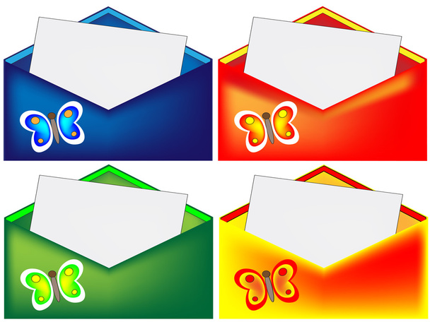 Enveloppe rouge, bleue, verte et jaune
 - Photo, image