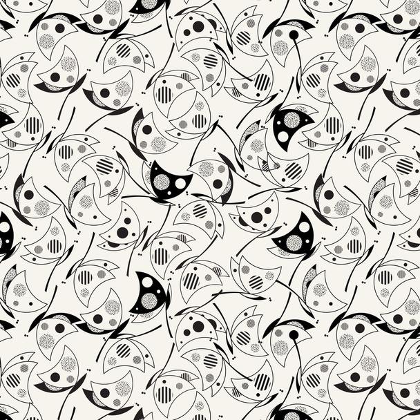 Moderní černobílý vzor bezešvé s vážky. Vynikající pro tapety, tkaniny a balicí papír. Vektorové ilustrace - Vektor, obrázek