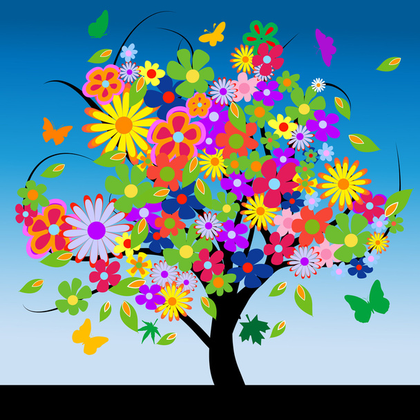 Abstract tree with flowers - Photo, Image