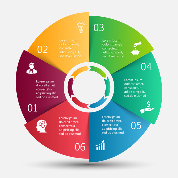 Circle infographic with colorful segments - Wektor, obraz