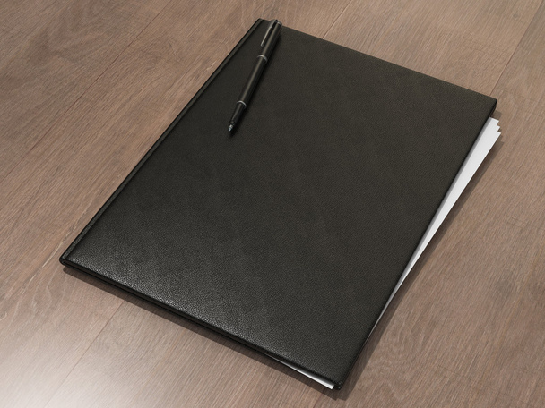 Folder for papers on a wooden texture - Φωτογραφία, εικόνα
