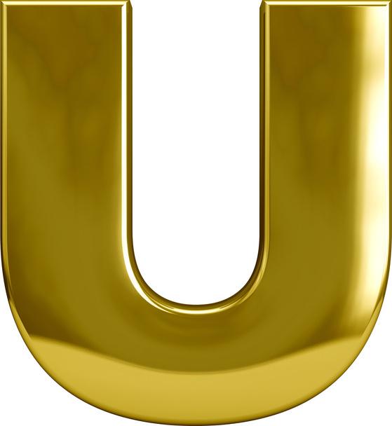 Χρυσό μεταλλικό γράμμα U - Φωτογραφία, εικόνα